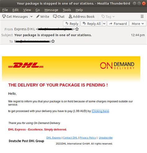 dhl shipping notification scam